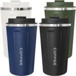 4 Pack Travel Coffee Mug 17oz Insulated Coffee Cup with Lid, Reusable Thermal Coffee Cup Stainless Steel Coffee Tumbler to Keep Hot & Cold Drinks for Car, Daily, Travel and Gifts, Multicolor - Image 2