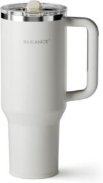 40 Oz Insulated Tumbler with Detachable Flip Straw Lid, Vacuum insulated Stainless Steel | BPA-Free, Handle & Cupholder Compatible - 24H Cold, Travel/Gym/Office,Cream - Image 2