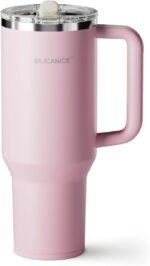 40 Oz Insulated Tumbler with Detachable Flip Straw Lid, Vacuum insulated Stainless Steel | BPA-Free, Handle & Cupholder Compatible - 24H Cold, Travel/Gym/Office,Pink - Image 2