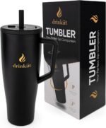 40 oz Black Stainless Steel Tumbler | 100% Leak Proof Tumbler With Lid And Straw | Travel Mug For Hot And Cold Drinks | Double Wall Vacuum Insulated Cup | Eco-Friendly Reusable Cup - Image 2