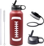 40 oz Football Water Bottle with Straw, Wide Mouth Sports Flask Metal Travel Tumbler with 2 Lids, Stainless Steel Double Wall Vacuum Insulated Thermo Water Jug, Football Gear Gifts for Boys Girls - Image 2