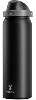 40 oz Insulated Water Bottle for Sports: Meoky Stainless Steel Water Bottle with 2-in-1 Straw and Spout Lid - Leak Proof, Cold for 24 Hours, Protective Silicone Base, BPA-Free for Gym, Night - Image 2