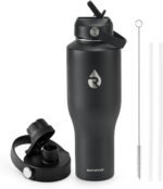 40 oz Insulated Water Bottle with Straw fit in Car Cup Holder, Triple Wall Vacuum Stainless Steel(Cold 48 hrs, Hot 24 hrs), Leakproof & Non-BPA, Hydro Travel Flask with Straw and Spout Lid - Image 2