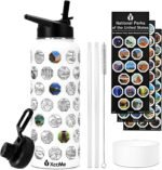 40 oz National Parks Water Bottle with Stickers,Insulated Stainless Steel Water Bottle with 2 Lids,Straws,Silicone Boot,Waterproof Stickers,Travel Vacuum Sealed Metal Bottle,Leak Proof (White) - Image 2