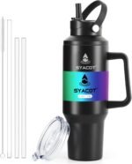 40 oz Tumbler with Handle and Straw or Convert to 40 oz Insulated Water Bottle Fits in Cup Holder. Stainless Steel Metal Water Flask with 2 Lids for Travel,Camping,Gym Sports Coffee Mug Thermal Cup - Image 2