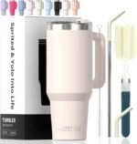 40 oz Tumbler with Handle,Tumbler with Lid and Straw,Double Wall Insulated Cup Stainless Steel Travel Mug(Cold for 34 Hours),Water Bottle for Iced Tea,Coffee,Cold Beverages(Ivory Beige) - Image 2