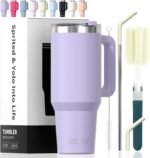 40 oz Tumbler with Handle,Tumbler with Lid and Straw,Double Wall Insulated Cup Stainless Steel Travel Mug(Cold for 34 Hours),Water Bottle for Iced Tea,Coffee,Cold Beverages(Purple) - Image 2