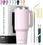 40 oz Tumbler with Handle,Tumbler with Lid and Straw,Double Wall Insulated Cup Stainless Steel Travel Mug(Cold for 34 Hours),Water Bottle for Iced Tea,Coffee,Cold Beverages(Rose Quartz) - Image 2