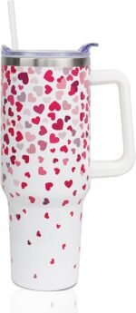 40 oz Valentines Tumbler with Handle and Straw, Stainless Steel Insulated Heart Tumbler 40 oz, Reusable tumbler with Leak Proof Lid, Valentines Gifts for Her - Image 2