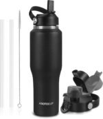 40oz Black Water Bottle Stainless Steel, Keep Cold 24H&Hot 12H, Water Bottle with Straw&Spout Lids, Insulated Water Bottle Double Wall Vacuum, Fit in Any Car Cup Holder, Leak-proof BPA Free - Image 2