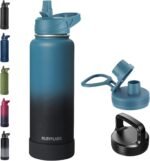 40oz Insulated Water Bottle with Straw, Stainless Steel Metal Vacuum Water Flask, Large Thermal Water bottle with Leakproof 3 Lids for Travel, Camping, Gym Sports Indigo Black - Image 2