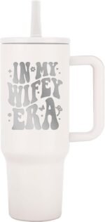 40oz Stainless Steel Insulated Tumbler with Handle and Straw - In My Wifey Era - Perfect for Bride, Bachelorette, Wedding Gifts - Image 2