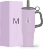 40oz Tumbler with Handle Vacuum Stainless Steel Travel Mug Car Cup Vacuum Water Bottle Keep Drinks Cold and Hot for Gifts Party Office Coffee (Color Lilac) - Image 2