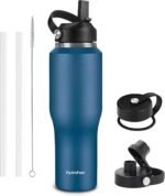 40oz Water Bottles Insulated with Straw,Leak Proof Water Bottles Fit in Car Cup Holder，Mens Water Bottle Stainless Steel for Gym,Hiking,Travel,Bpa free,Navy Blue - Image 2