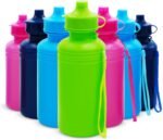 4E's Novelty 22 Pack Water Sports Bottles for Kids Bulk, 18 oz Squeeze Reusable Plastic Neon Colors BPA Free Bike Water Bottles, Party Favor, End of Year Student Gifts from Teacher - Image 2