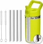 4PCS Replacement Metal Straw for YETI Rambler Jr. Water Bottle, Reusable Stainless Steel Replacement Straws with 2PCS Cleaning Brushes Compatible with YETI Rambler Jr. Bottle (12OZ) - Image 2