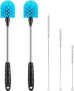 5 Pack Bottle Cleaning Brush Set, Stainless Steel Scrub Cleaner Brush with 14'' Long Handle and 3 Straw Brushes, Flexible for Cleaning Sport Water Bottles, Straws, Coffee Mug, Cups, Baby Bottle - Image 2