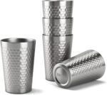 5 Pcs 12 oz Honeycomb Small Metal Cup, Double Wall Vacuum Stainless Steel Insulated Cup, Reusable Camping Cups Unbreakable Indoor Outdoor for Party, Home, Office, BBQ, Silver - Image 2