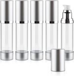 5 Pcs 50ml/1.7oz Airless Pump Bottles Plastic Vacuum Bottle Refillable Lotion Pump Press Dispenser Clear Cream Jar with Silver Lid for Lotion Foundation Cosmetic - Image 2