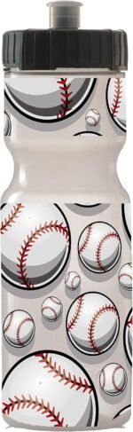 50 Strong 22oz Kids Sports Squeeze Water Bottle – BPA-Free with Pull Top Cap – Durable & Reusable for School, Boys & Girls – Made in USA – Baseball Theme - Image 2
