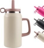 50oz Water Bottle, Leak Proof Tumbler with Lid and Straw, Cover Cap, Stainlees Steel Travel Mug for Hot/Iced Water, Tea or Coffee, BPA-Free, Gifts for Women & Men, Khaki - Image 2