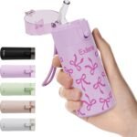 5oz Small Water Bottles with Straw, Mini Water Bottle with One-Hand Open Design, Leak-Proof Locking Lid for Hot&Cold Drinks, Small Travel Water Bottle - 100% Leakproof for School, Travel...(Bow) - Image 2