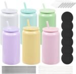 6 Pack 16 Oz Sublimation Tumblers Blanks with Cup Lid and Atraw,Stainless Steel Double Wall Insulated Cups Blank for Craft DIY…(Colorful) - Image 2