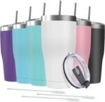 6 Pack 20oz Stainless Steel Tumblers Bulk Reusable Travel Mugs with Lid, Double Wall Powder Coated Coffe Cup for Home, Office, Outdoor Suitable for Vehicle Cup Holders - Image 2