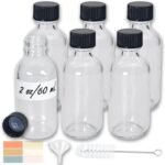 6 Pack 2oz Shot Bottles with Caps, Leak-proof 60mL Small Clear Glass Bottles with Lids for Travel, Wellness, Ginger, Essential Oils, Liquids, Potion, Juice - Image 2