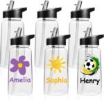 6 Pack Clear Water Bottle with Straw Lid Handle, 14oz Reusable Blank Water Bottles Bulk, Wide Mouth, Leak Proof, Lightweight for Sports Travel Cycling Camping, Plastic, DIY Gift - Image 2