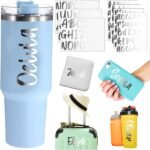 6 Sheets UV DTF Cup Wrap Name Decals for Tumblers Waterproof Custom Vinyl Lettering Alphabet Stickers Personalized Name Decals for 14-40oz Tumbler Cups Water Bottle DIY (Silver) - Image 2