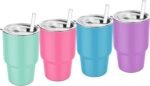 6.5 oz Mini Tumblers with Slider Lids and Straws - Upgraded 4 Pack Mini Tumbler Shot Glass with Straw Double Wall Vacuum Stainless Steel Small Insulated Stackable Cup Leak Proof (Multicolored) - Image 2