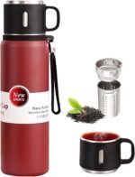 600ml Double wall vacuum Leakproof stainless steel wide mouth insulated water bottle,tea tumbler with tea strainer infuser basket,cup and lid; travel coffee thermoses hot drinks,cold thermal flask - Image 2
