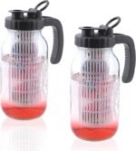 64 Oz Glass Mason Jar Water Pitcher with Infuser 2 Set Half Gallon Water Jug Carafe 2 Quart Pitcher For Cold Hot Tea Coffee Lemonade Homemade Drinks Breast Milk Juice Container For Refrigerator - Image 2