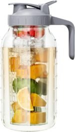 64 oz Fruit Water Infuser Pitcher, Heavy Duty Wide Mouth Glass Pitcher with Lid and Pour Spout, Tea Jug Airtight Seal for Freshness and Convenience, Great for Cold Beverages, Breast Milk - Image 2