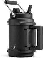 64 oz Insulated Water Bottle for Gym: Meoky Triple Wall Vacuum Stainless Steel Half Gallon Water Jug - Top and Side Handles, 2-in-1 Straw and Spout Lid, Cold for 36 Hrs, Leak Proof for Camping (Night) - Image 2