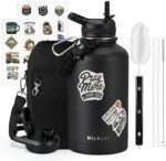 64 oz Insulated Water Bottle with Straw (Cold for 48 Hrs), Half Gallon Stainless Steel Triple Wall Vacuum Sports Water Jug, Leakproof Hydro Cup Flask with Straw Spout Lids & DIY Stickers - Image 2