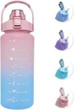 64 oz Large Capacity Water Bottle with Motivational Time Markers and Straw, Portable, Leakproof, BPA Free for Fitness, Gym and Outdoor Sports. (Pink) - Image 2