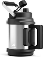 64 oz Stainless Steel Water Bottle for Camping: 2-in-1 Straw Spout Lid, Dual Handle, Leakproof, Keep Cold 48H, Half Gallon Insulated Water Jug for Outdoors, Fitness, Journey, Fishing, Work (Steel) - Image 2