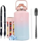 64oz Half Gallon Fruit Infuser Insulated Stainless Steel Water Bottle Jug, 48H Cold & 24H Hot, Large Capacity for Travel Hiking Mountain Climbing Pink-Blue Gradient - Image 2