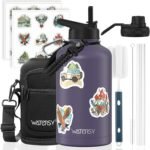 64oz Insulated Water Bottle (Cold for 48 Hrs),BPA Free&Leak Proof,Half Gallon Stainless Steel Water Flask,Water Jug with Straw Spout Lids for Gym,Hiking,Camping,Purple - Image 2