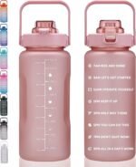64oz,100oz,128oz Large Motivational Water Bottle with Time Marker, Leakproof & BPA Free Half Gallon Big Water Bottle with Straw Handle Tritan Frosted Water Jug for Gym,Fitness,Outdoor Sports - Image 2