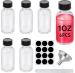 6Pcs 1OZ Small Clear Glass with Lids and Funnels, 30ml Boston Round Glass Bottles, Mini Bottles, Perfect for Diy Essential Oils, Perfumes, Whiskey and Juices (6) - Image 2