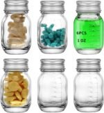 6Pcs Glass medicine bottles 1oz 30 ml Glass Reagent Bottles Transparent Sample Jar,Wide Mouth,Screw Cap with Scale for Home, Argent Lid (6) - Image 2