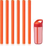 6pcs Replacement Straws for Gatorade Kids Rookie Metal Water Bottle, Reusable Plastic Straws for Gatorade Kids Rookie Metal Water Bottle Accessories (Orange) - Image 2