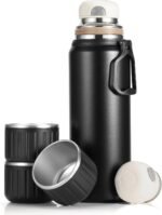 750ml/27 OZ Coffee Thermo with 3 cups, Insulated Water Bottle, Stainless Steel Vacuum Flask Set for Hot and Cold Drinks, Gifts Box - Image 2