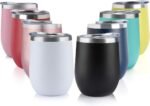 8-Pack 12 OZ Stainless Steel Wine Tumbler With Lid - Double Wall Vacuum Insulated Travel Cup for Coffee, Cocktails, Ice Cream (Combination Color) - Image 2
