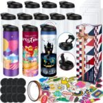 8 Pack 20 oz Sublimation Tumblers Dual Opening Blank Bottles Triple-Insulated Stainless Steel Water Bottle with Straw Lid Blank Tumbler Bulk with Shrink Wrap, Rubber Base, Heat Tape for Heat Transfer - Image 2