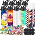 8 Pack 20oz Sublimation Tumbler Set Triple-Insulated Stainless Steel Sports Water Bottle with Straw Lid Blank Sublimation Cup with DIY Stickers, Shrink Wrap, Rubber Base, Heat Tape for Heat Transfer - Image 2