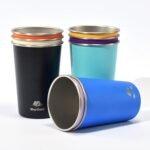 8 Pack Stainless Steel Cups 16oz - Colorful Stackable Metal Drinking Glasses for Camping, Travel, Shatterproof Tumblers - Image 2